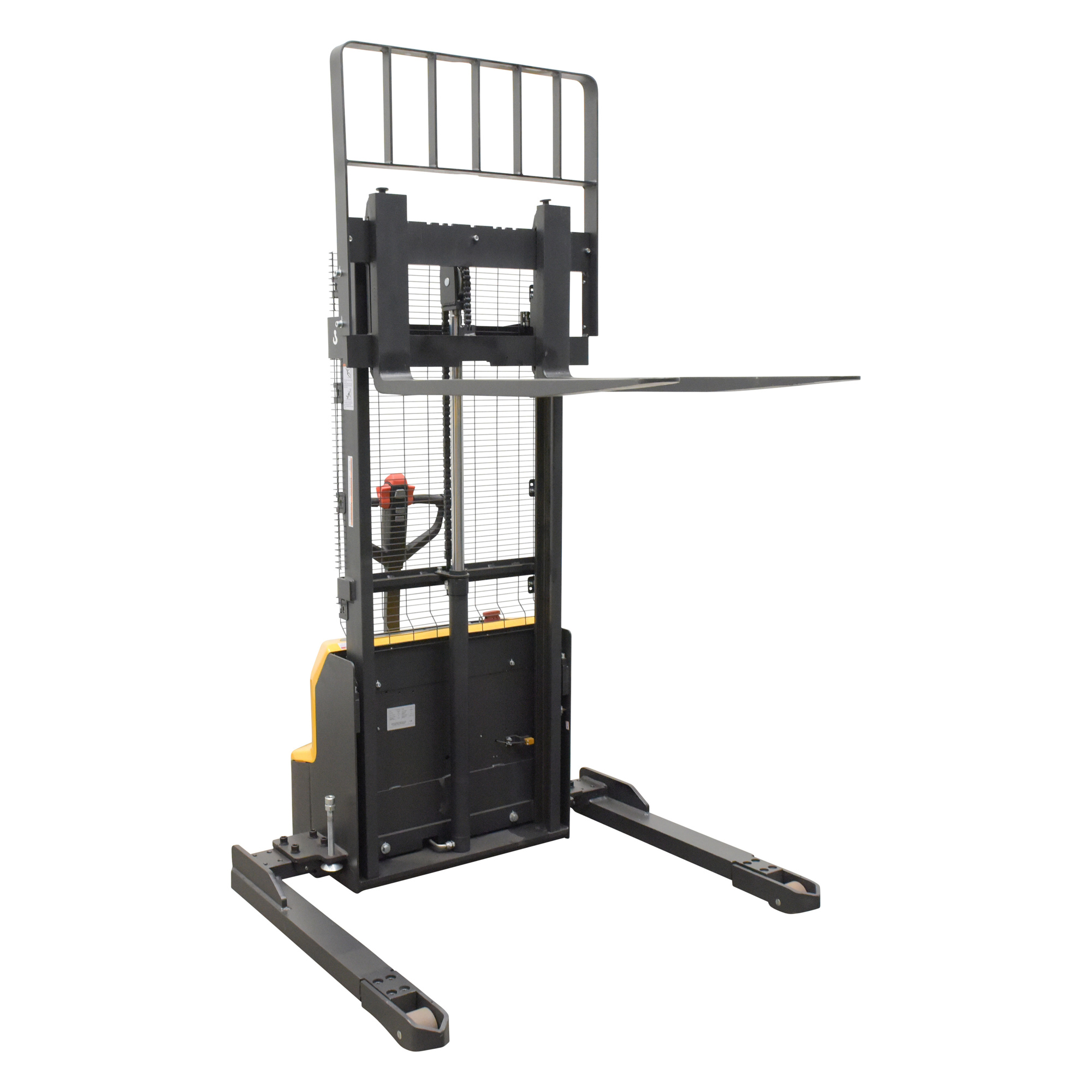 Vestil Steel Adjustable Powered Lift Stacker — 114in. Raised Height, 2,600-Lb. Capacity, Lithium Ion Battery, Black, Model# S-114-AA-LION